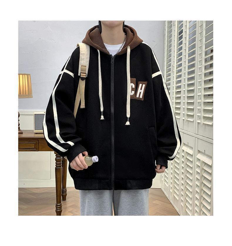 Hooded Casual Baseball Jacket for Teen Boys and Men's 2024 Stylish Outerwear
