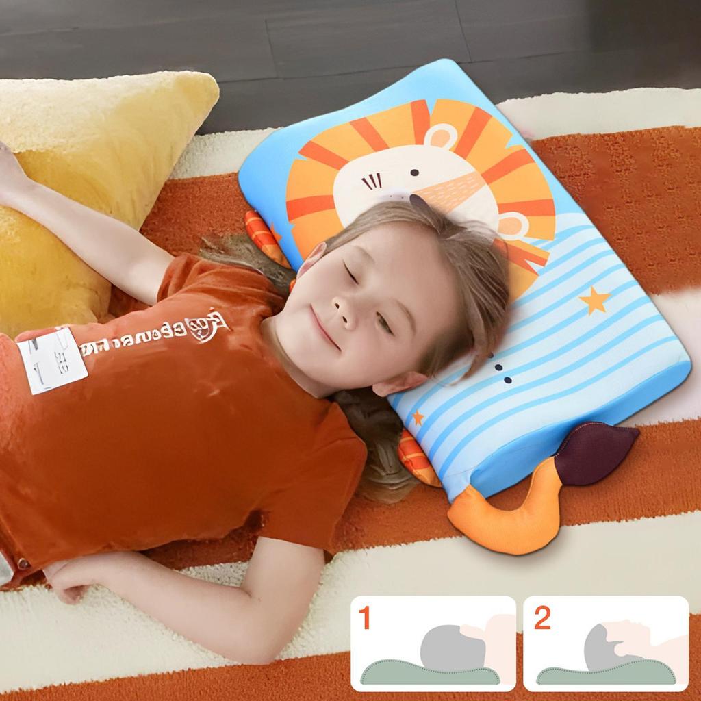 Toddler Bed Pillow Toddler Crib Pillow Breathable Ergonomic Cushion with Animal Pattern for Bedroom Travel Kindergarten Sofa