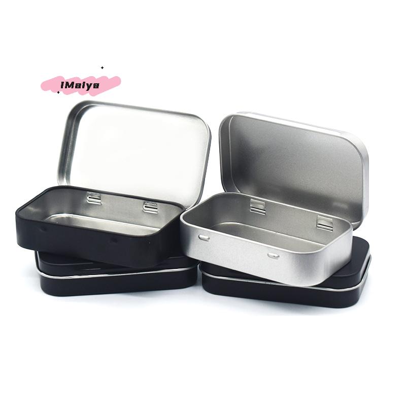 M-1Pc Metal Rectangular Empty Mini Tin Box Tinplate Push Candy Pill Cases Money Coin Jar Hinged Containers Organizer Storage Box