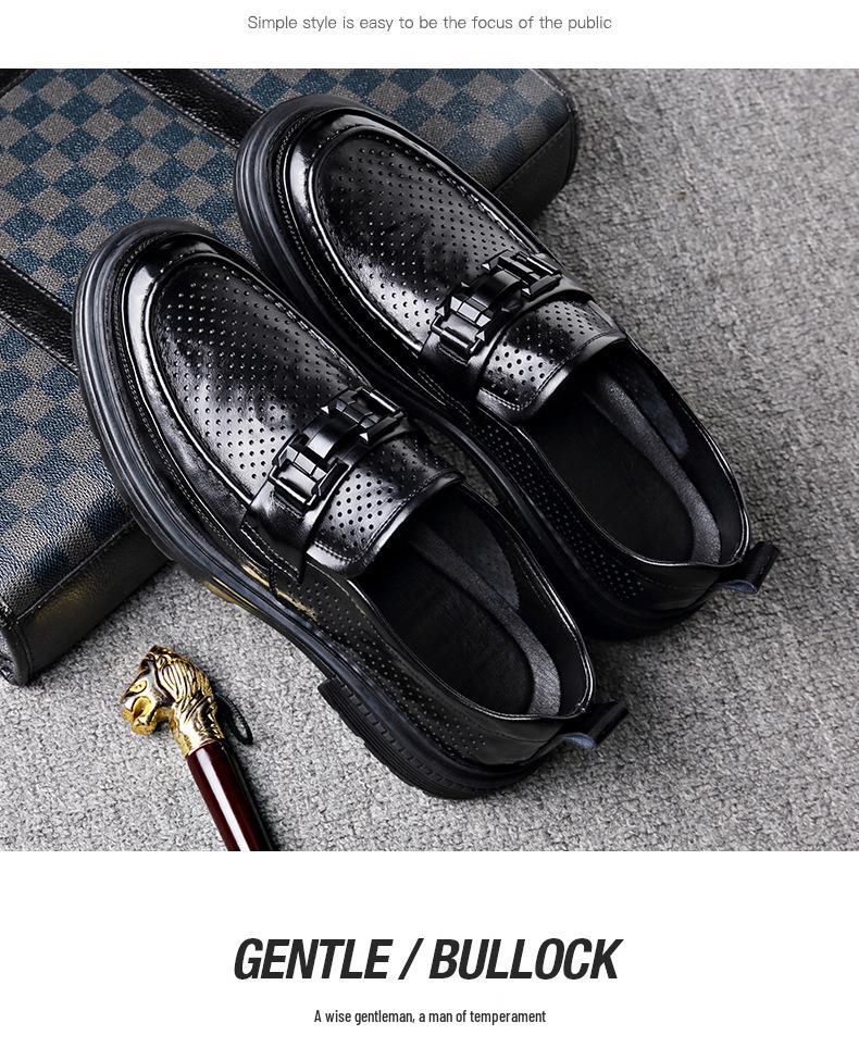 Men's Trendy Breathable Leather Slip-On Shoes: Versatile, Fashionable, and Comfortable for Business or Casual Wear
