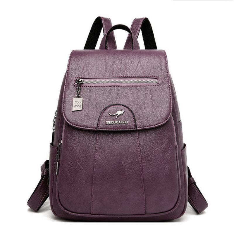 Women's Backpack Large Capacity Soft PU Travel Bag Fashion Trend Student Anti-theft Imitation Sheepskin Backpack