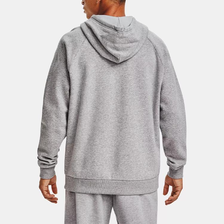 Under Armour Rival Large Logo Printed Fleece Hoodie Men Hoodies Gray 1357093-011