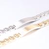 Stainless Steel Two-Tone Smooth 12mm Link Bracelet With Engraved Cross Charm Men Women Minimalist Geometric Design
