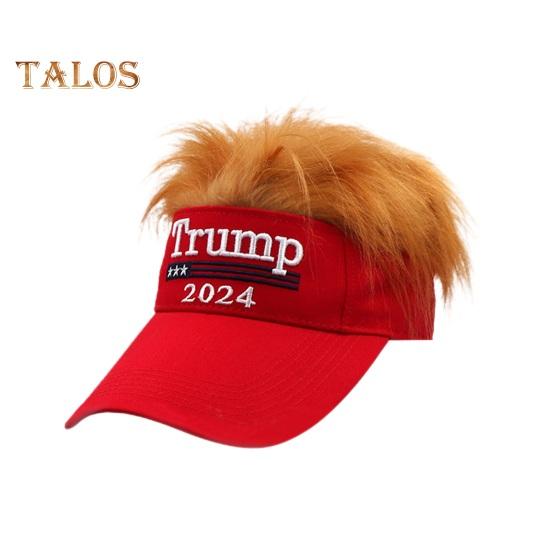 

Шляпа Трампа 2024 с волосами, парик «Сохраним Америку снова великой», шляпа с вышитой буквой Трампа, шляпа с американским флагом, регулируемая бейсболка красный