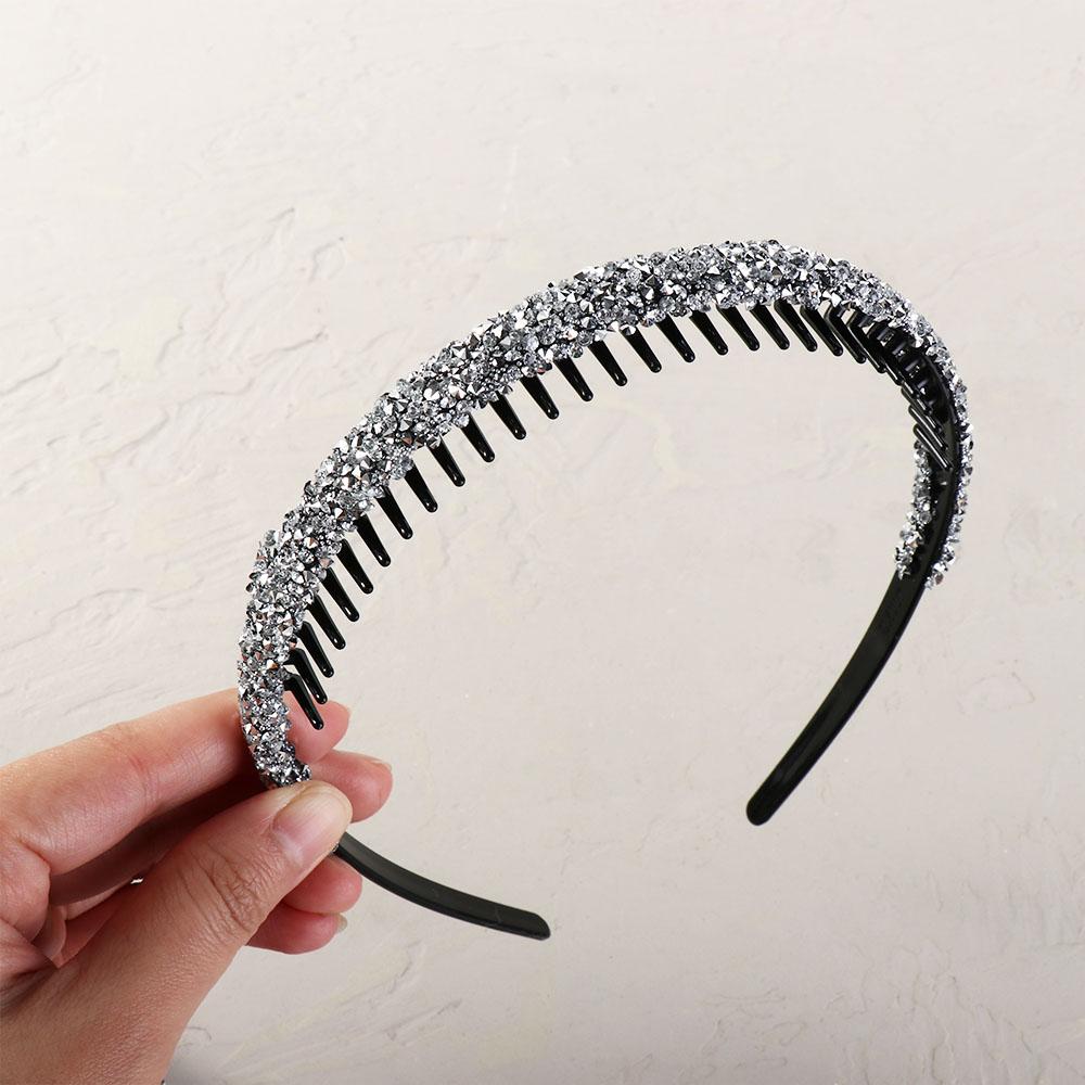 Vintage Plastic Rhinestone Headband with Toothed Make Up Hairband Face Wash Korean Style Diamond Hair Hoop Male