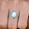 Natural Larimar Gemstone Ring, Solid 925 Sterling Silver, Birthstone Jewelry, Silver Charm Jewelry, Oval Ring
