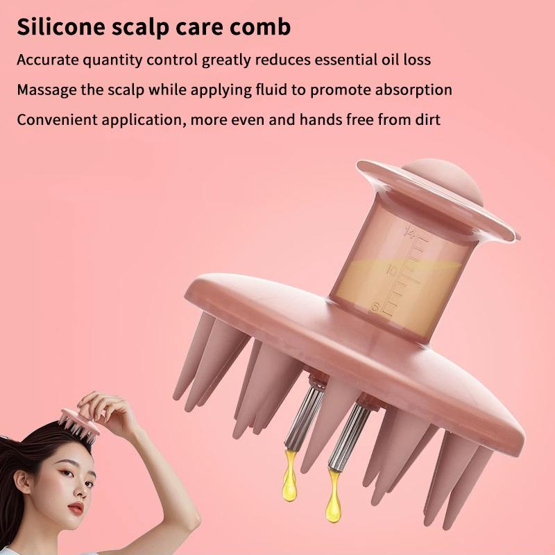 1pc Multifunctional Silicone Scalp Applicator Head Massage Care Brush Hair Care Essential Oil Liquid Guid Comb Shampoo Dispense