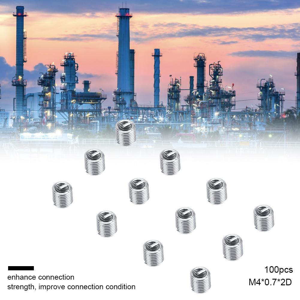 100pcs M4 Stainless Steel SS304 Coiled Wire Helical Screw Thread Inserts (M4*0.7*2 D)