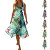 Ärmelloses Midi-Kleid mit Blumenprint für Damen Asymmetrischer Saum Lässiges Sommer-Sonnenkleid Leichter Stoff Fließende Passform