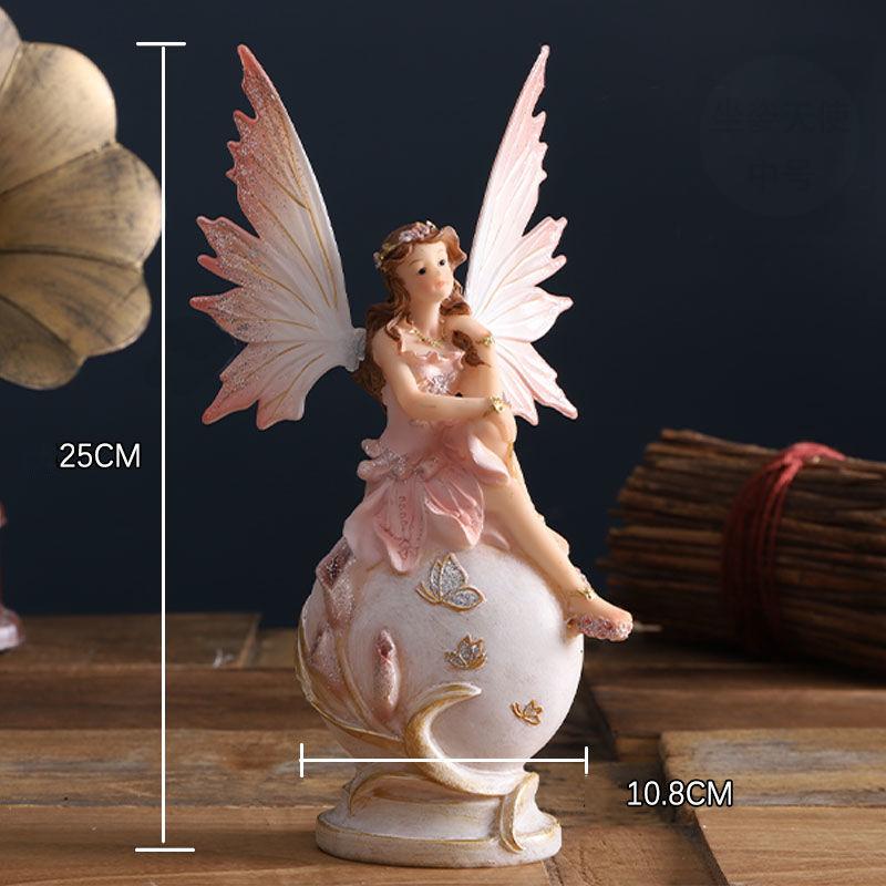 European Cute Elf Girls Resin Angel Figurines Office Desk Fairy Statue KTV Bar Ornaments Decor Home Furnishing Decoration Crafts