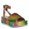 Summer colored rhinestone flat-bottomed muffin platform sandals women's belt buckle wedge heel fish mouth sandals