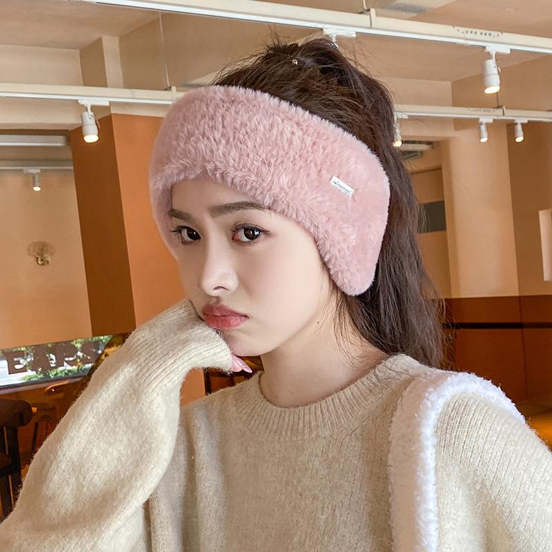 Pelúcia Aquecedores de Orelha Topo Vazio para Mulheres Outono e Inverno Corrida e Ciclismo ao Ar Livre Pelúcia Mink Imitação Quentes Abafadores de Ouvido Faixa de Cabelo Chapéu