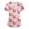 Women's Christmas Print Loose V-Neck Pocket Short-Sleeved Uniform