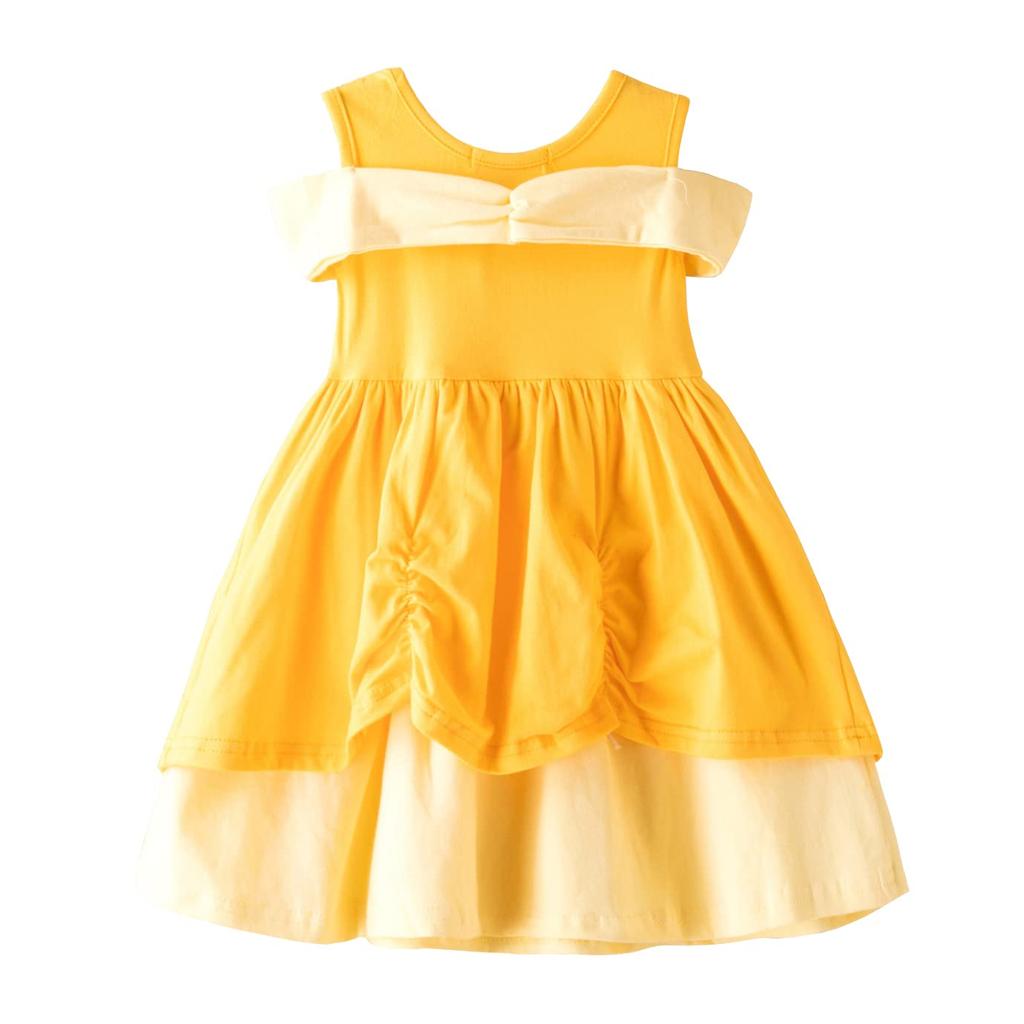 Dressy Daisy Belle Costume for Toddler Girls, Princess Cosplay, Kids' Beauty and the Beast Dress with Skirt, Halloween Costume, Size 115, Yellow,