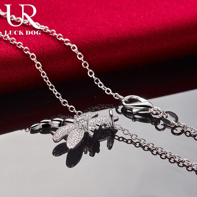 925 Sterling Silver Dragonfly Pendant Necklace Fashionable Wedding Jewelry