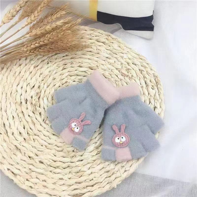 Half Finger Children's Gloves Winter Baby Warm and Cold Gloves Five Finger Cute Student Gloves Children's Gloves