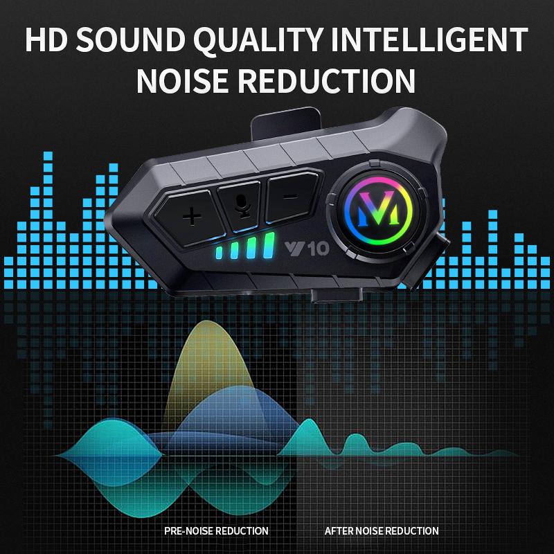 Y10 Motorcycle Helmet Bluetooth Headset IPX6 Waterproof The Large Batterylasts 48 Hours lntelligent Noise Reduction