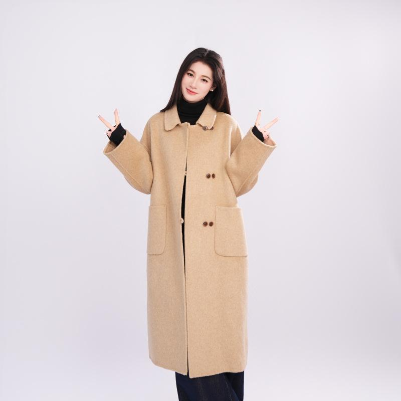 Wear an Atmospheric Woolen Coat Autumn and Winter New Popular Double-sided Long Coat 412
