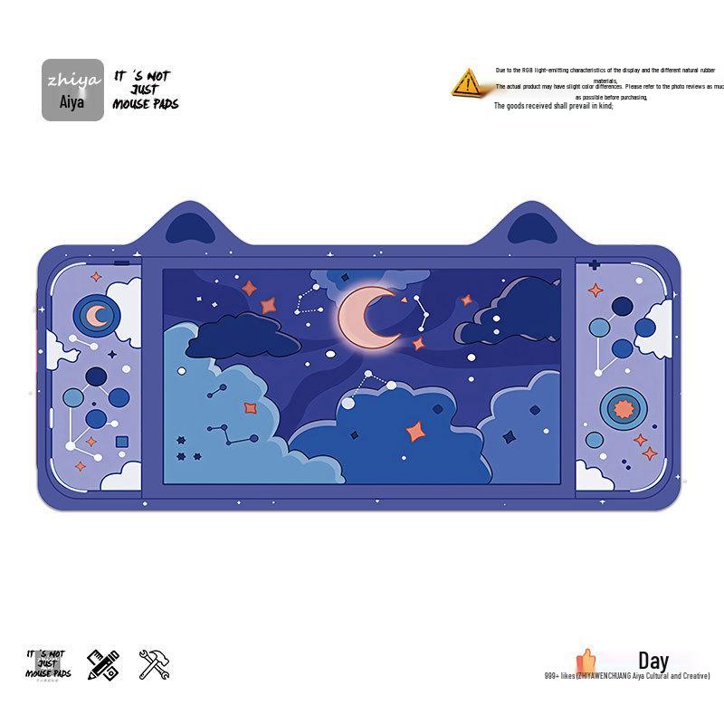 Extra Large Cute Cat Ear Gaming Mouse Pad - Cartoon Keyboard Desk Pad