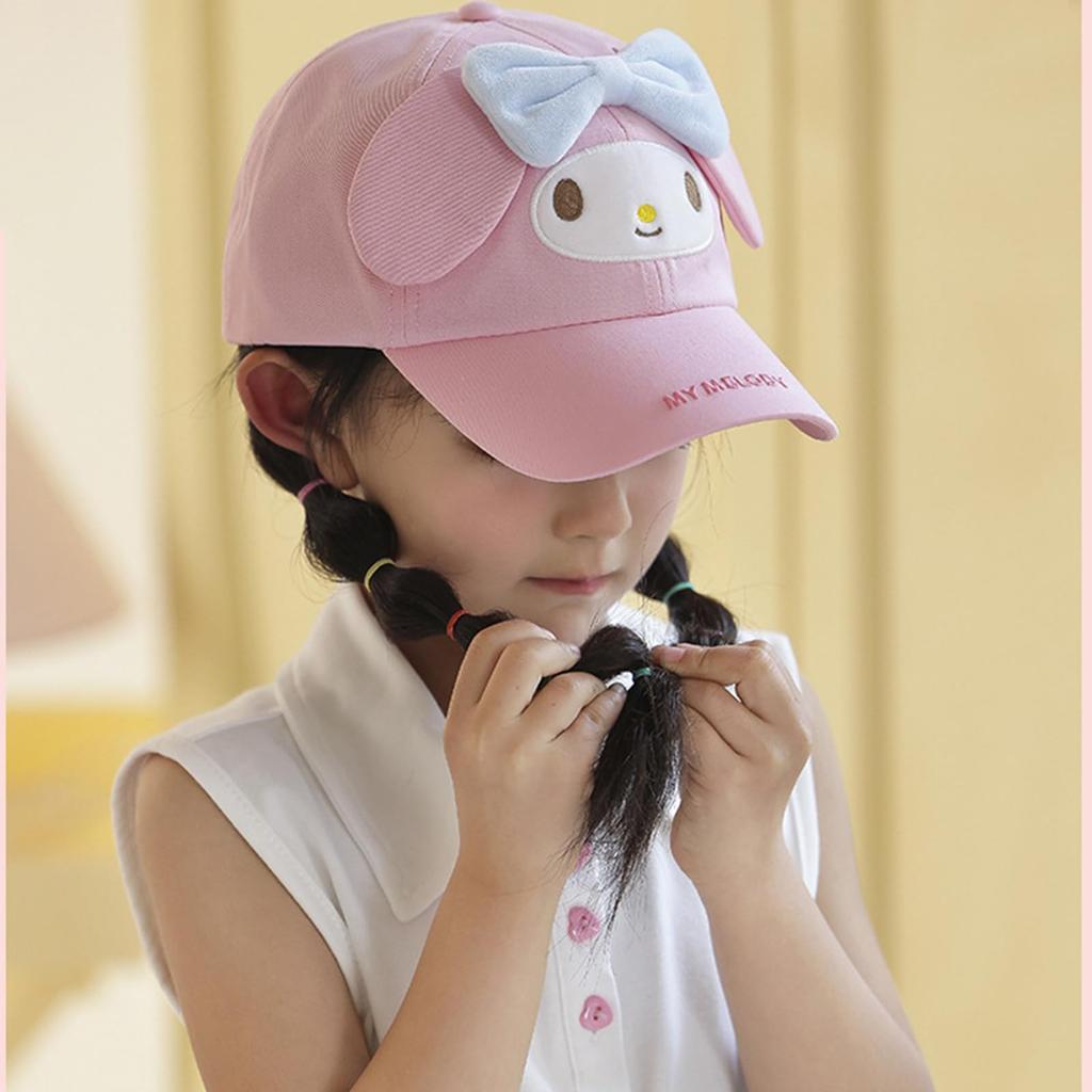 Sun Cap Kuromi Baseball Hat with Checkered My Melody Design for Featuring My Hello and UV Black [QPPQ] Kids, Melody, Cinnamoroll, Pochacco, Kitty,