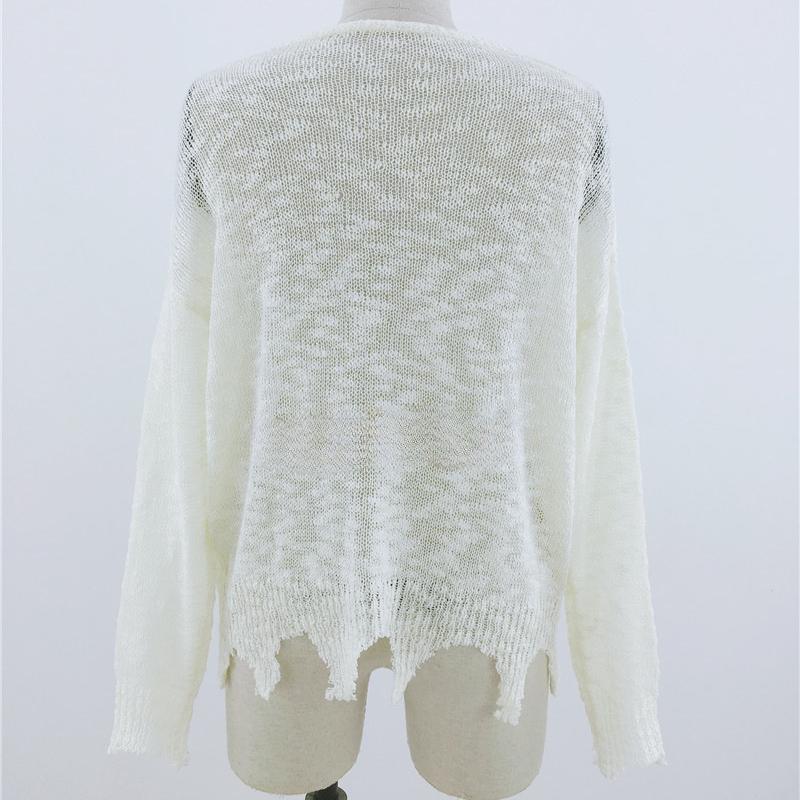 IHUASU Women's Autumn and Winter Knitwear V-neck Knit Bottom Light Loose Top
