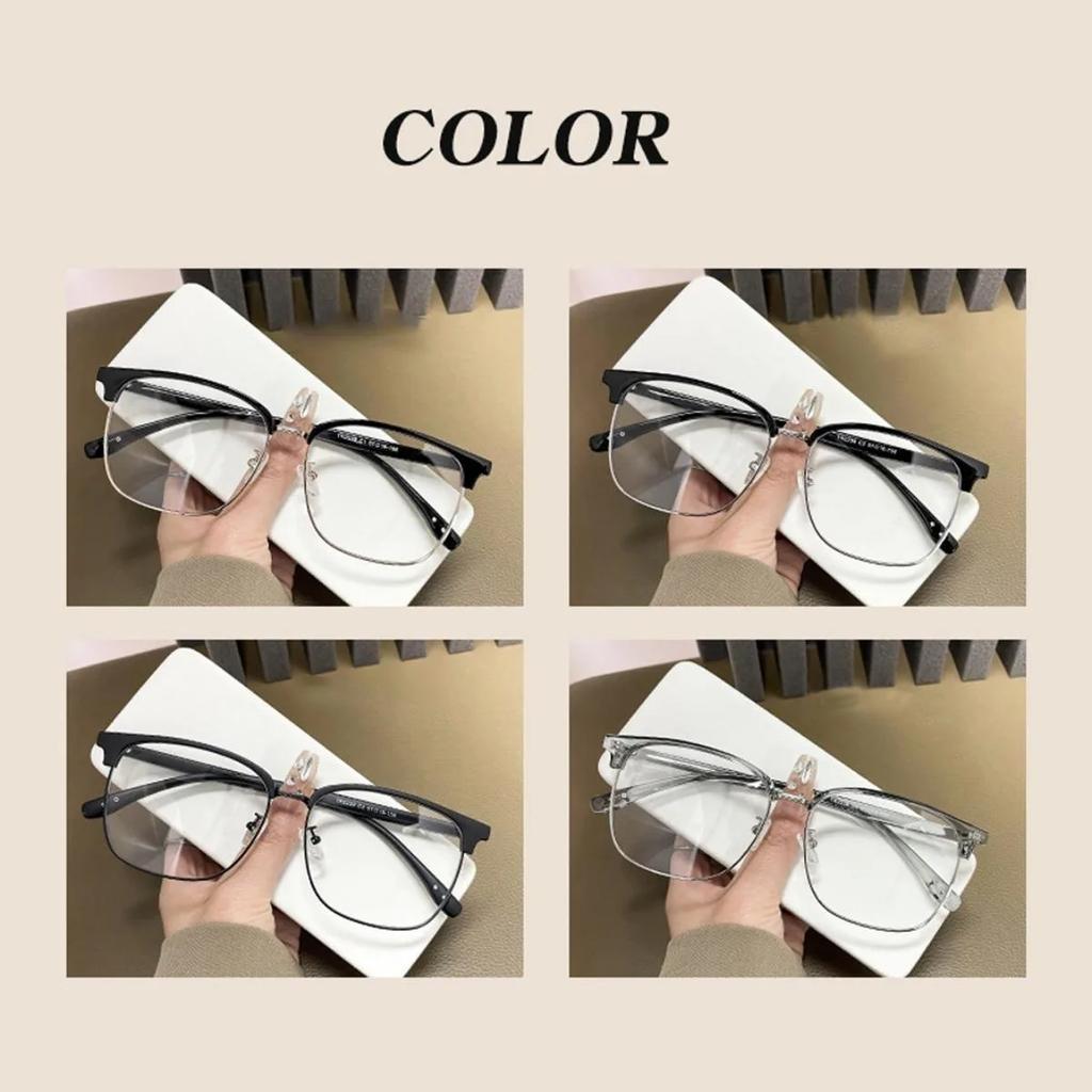 Vintage Semi-rimless Women Glasses High Definition Blue Light Blocking Eyeglasses Anti-fatigue Silicone Nose Pads Spectacles