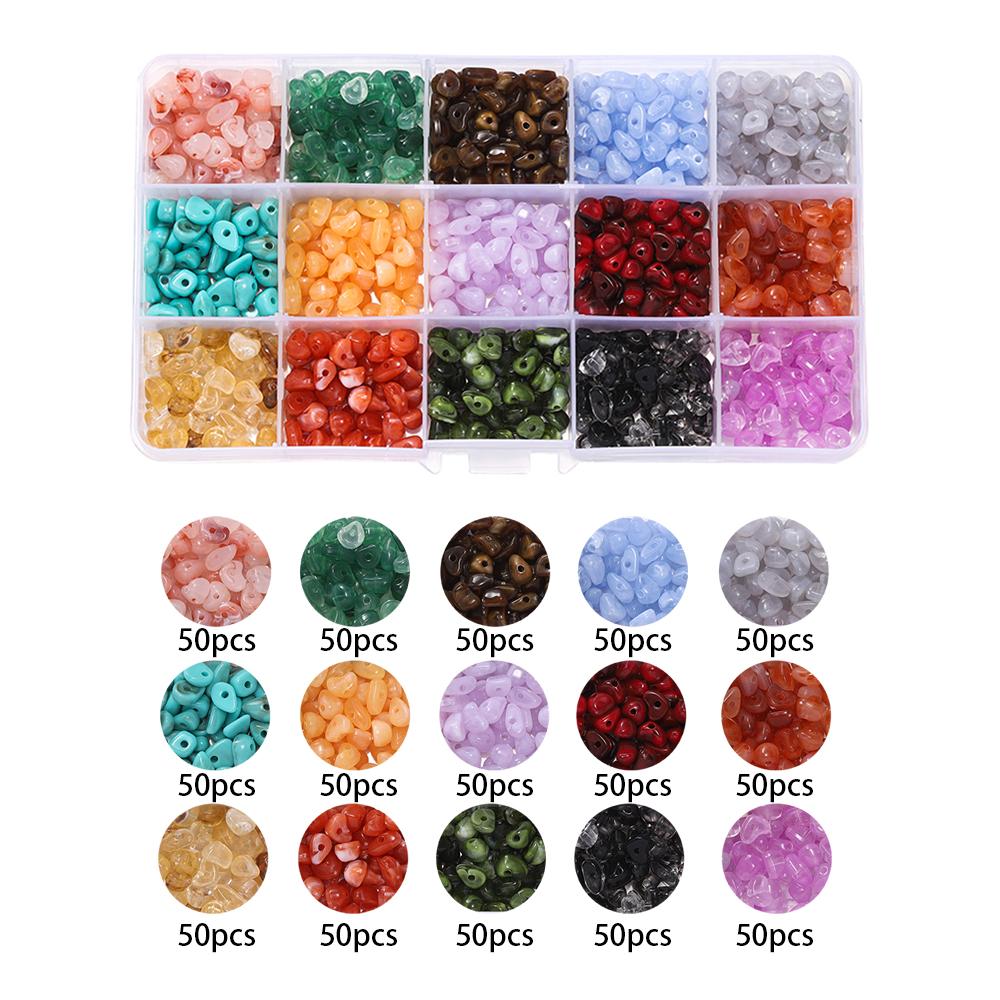 

750pcs/Box Imitation Natural Stone Beads Irregular Acrylic Spacer Loose Beads Set for Bracelet Necklace DIY Jewelry Making