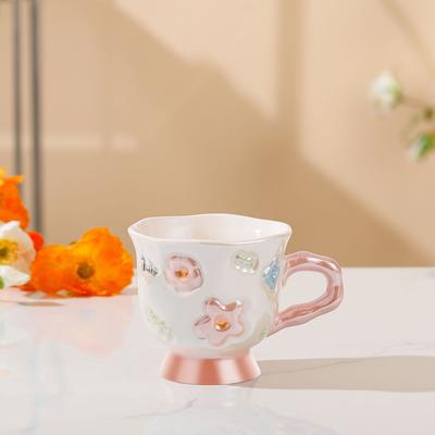 Tazza in Ceramica con Fiori Colorati a Mano Creativa Tazza Ricordo Regalo di Alto Valore Tazza da Caffè da Ufficio di Grande Capacità Tazza per Acqua per Coppia