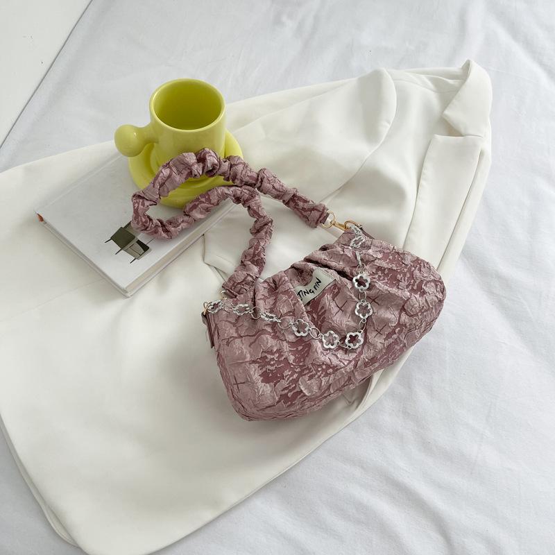 Flower Pleated Cloud Bag Women's Bag Summer New Temperament Chain Shoulder Bag Fashion Messenger Cloth Bag Bag