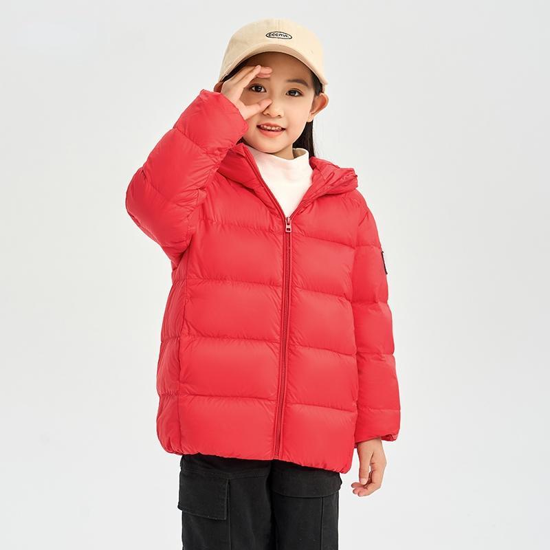 Barneklær Dunjakke Gutter Jenter Vinter Kort Barnejakke med hette