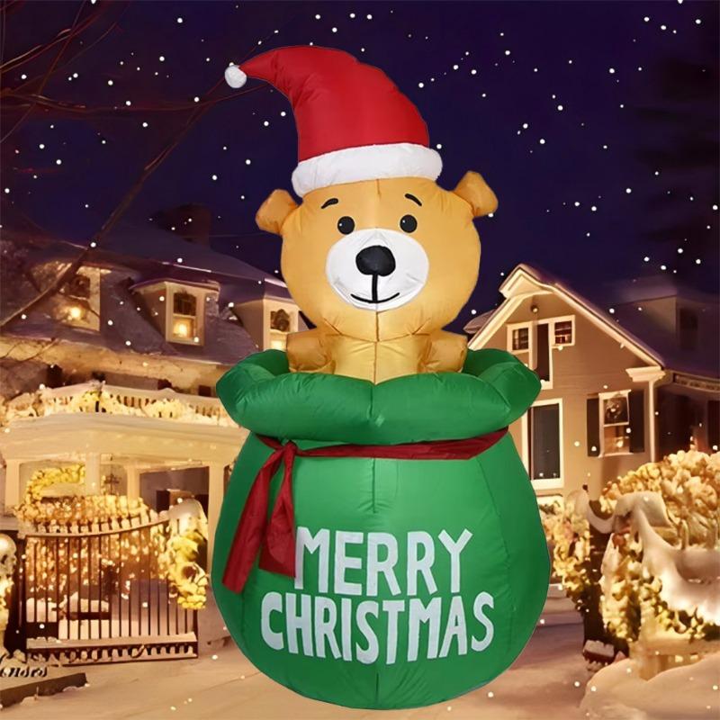 Inflatable Toy Bear In Bag Christmas Inflatable Model Luminous Inflatable Model Christmas Atmosphere Decoration Model