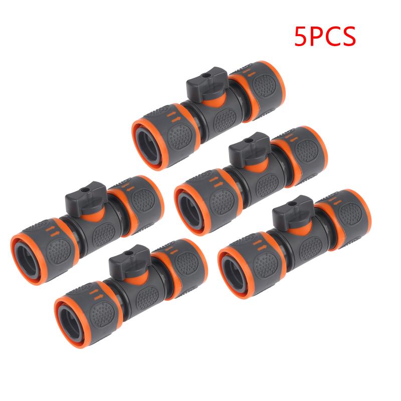 1PC Universal Garden Hose Adapter Double-End Quick Connect with Shutoff Valve Rust Resistant Fitting for Garden Watering Car Cleaning