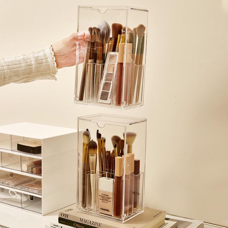 Transparent Dustproof Makeup Brush & Cosmetic Holder for Brushes, Eyebrow & Eyeliner Pencils