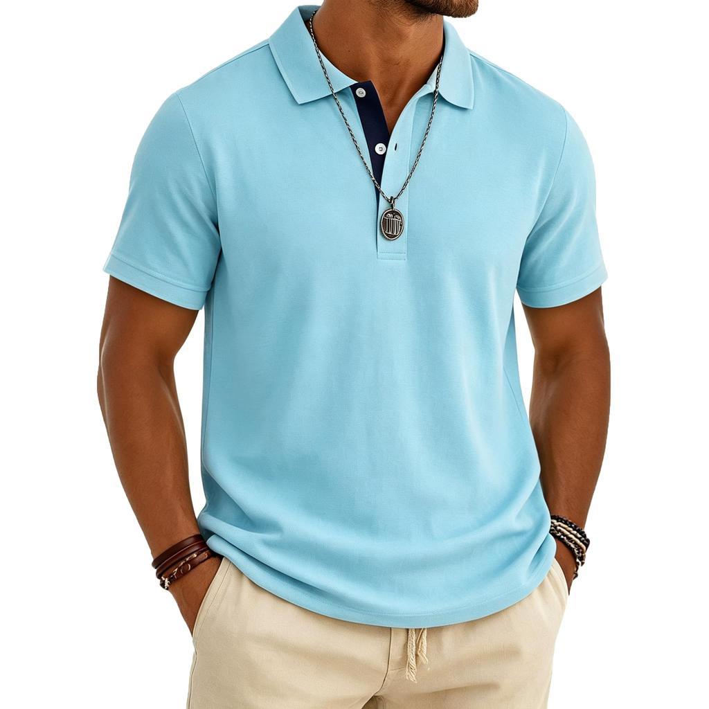 Men's Short Sleeve Polo Shirt Breathable Golf Shirt Casual Vacation Beach Shirt Business Shirt with Airflow Ventilation Design