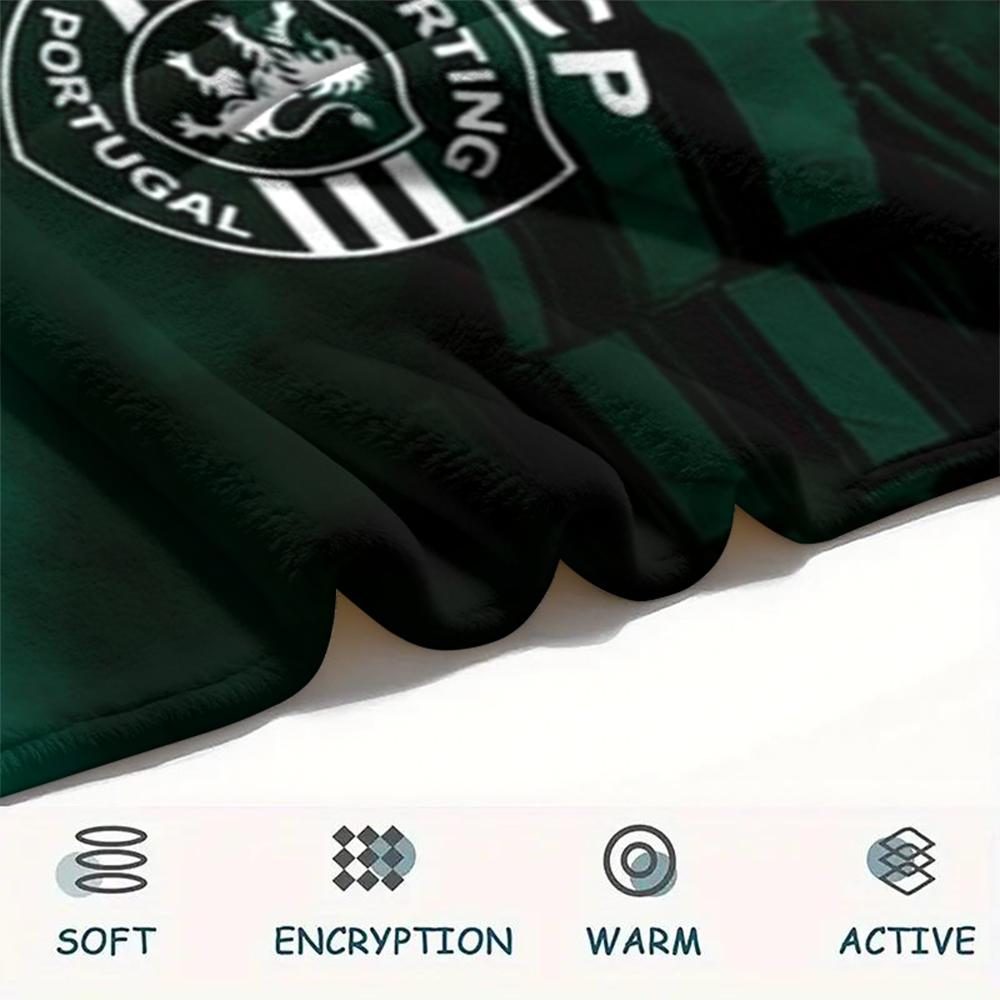 1PC Sporting CP Print Flannel Blanket, High quality Comfortable for All Seasons, Home Decor, Warmth and Comfort, Perfect for Christmas Gifts