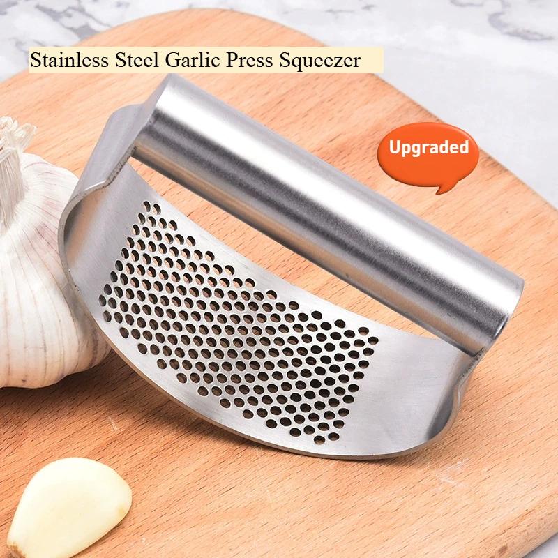 Garlic Press Squeezer Upgraded Stainless Steel Manual Garlic Ginger Rocker Crusher Garlic Cutting Mince Tools Kitchen Gadgets