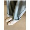 Soft Leather Silver Square Head Bow Light Mouth Leather Thin Mary Jane Shoes Women's Flat Ballet Shoes