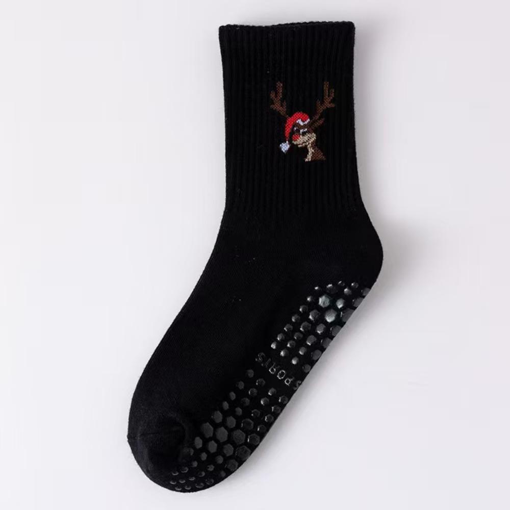

Breathable Pilates Socks Cotton Deer Embroidery Socks New Yoga Socks чорний
