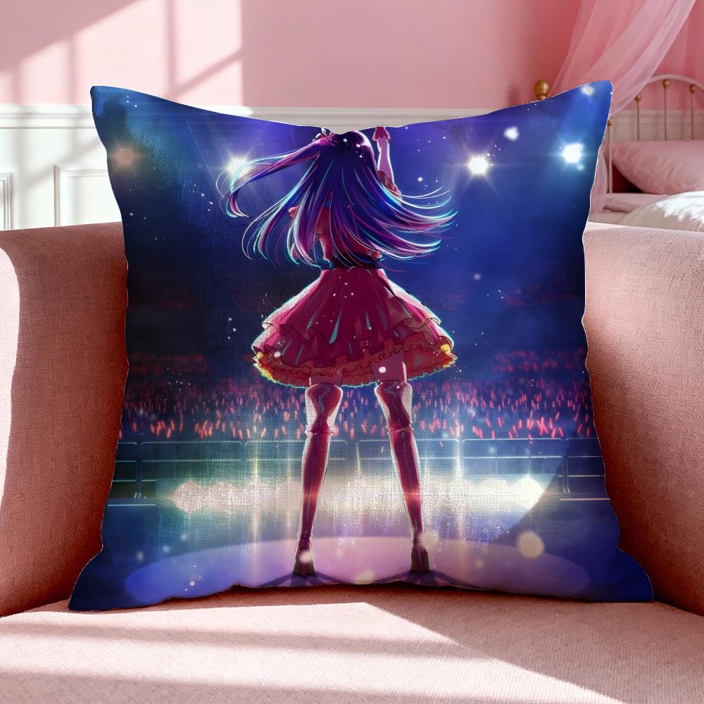 Anime O-Oshi No Ko Cushion Cover Breathable Linen Pillowcase Summer Odorless Eco-Friendly Invisible Zipper Washable