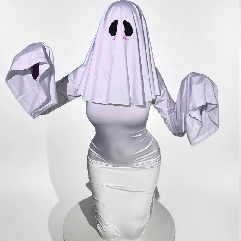 Ghost Girl Cosplay Dress For Halloween Party With Polyester And Spandex For Women
