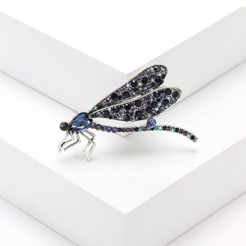 Exquisite Alloy Dragonflies Brooch Featuring Rhinestones Fashion Elegant Brooch Alloy Texture for Adding Sophistication