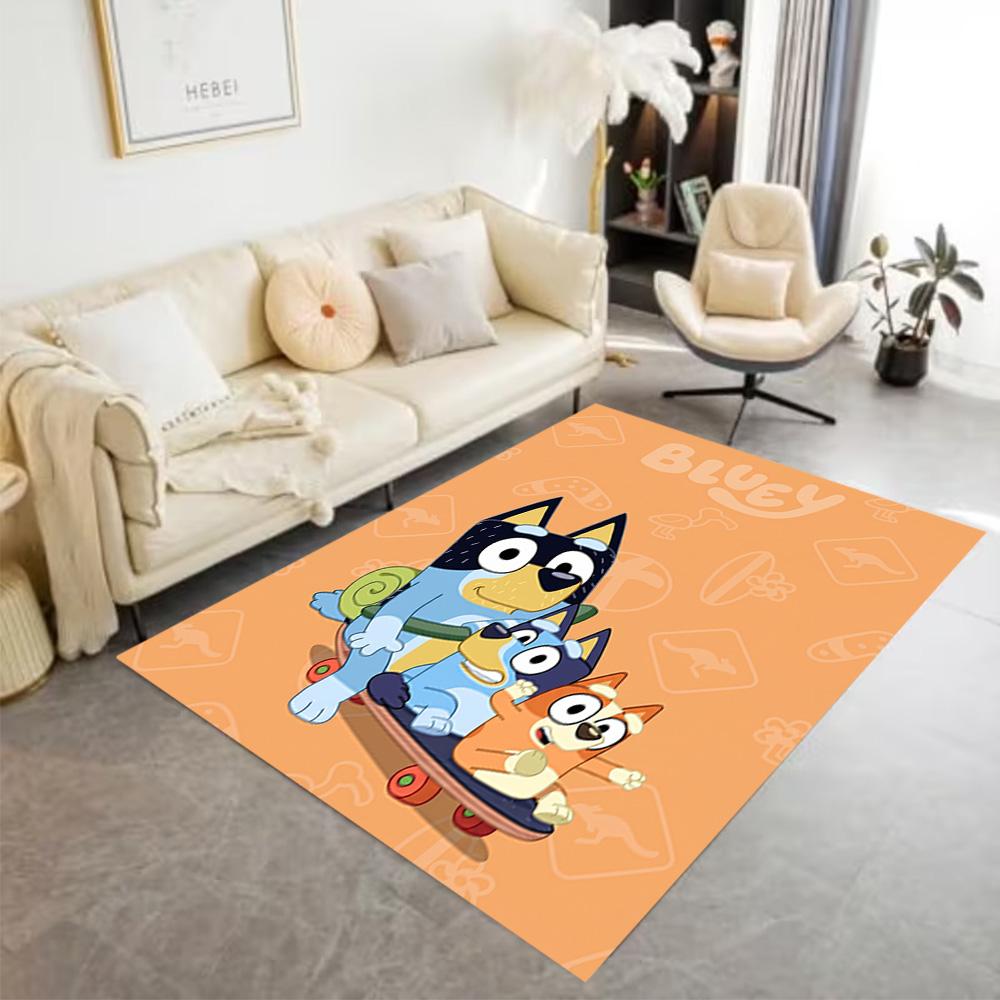 Bluey Family Adventure Carpet Design for Foyer Decorate Room Bedrooms Dormitory Anti-slip Rug Office Home Decor Gift for Festivals