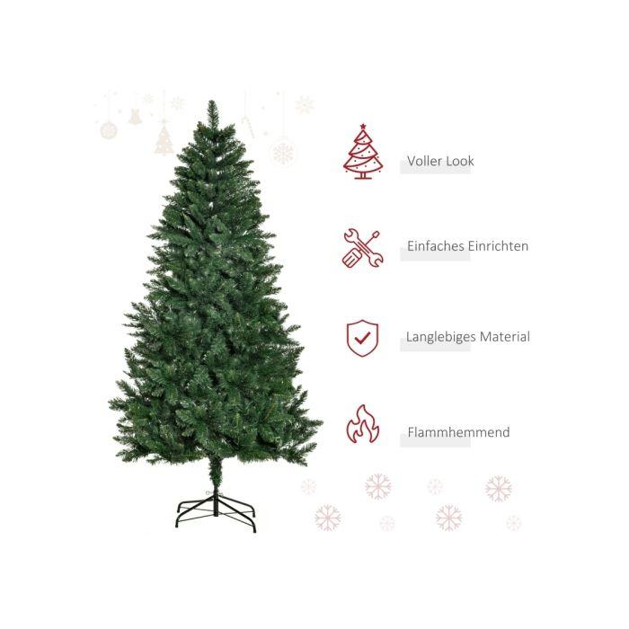 HOMCOM Sapin de Noël artificiel 180 cm Sapin artificiel avec 724 branches Support métallique pour l'intérieur