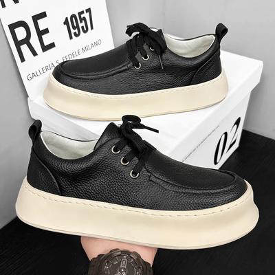 Men Casual Shoes High-Grade Leather Work Shoes Lace-up Flats Sneakers Platform British Business Party Dress Shoes For Male 39-44