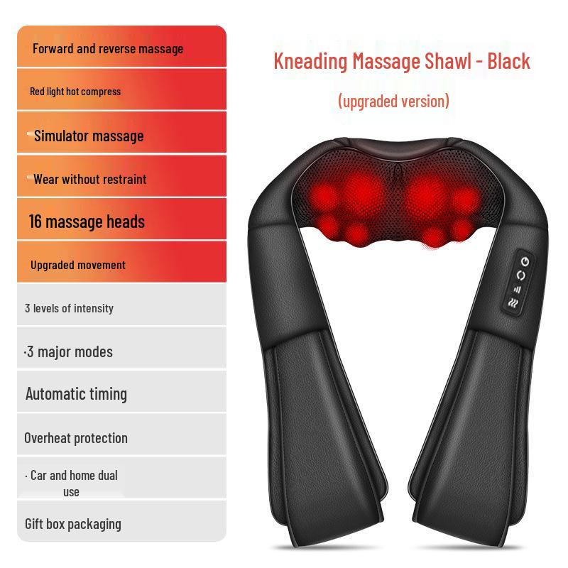 

Перезаряжаемая трансграничная массажная шаль для шеи и плеч - Разминание и постукивание для облегчения боли в шейном отделе US Standard чёрный
