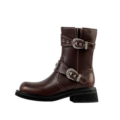Fashion Autumn Winter Retro Leather Cowboy Women's Knight Boots Designer Casual Luxury Shoes Women Fashion Wedge Ankle Boots Ladies