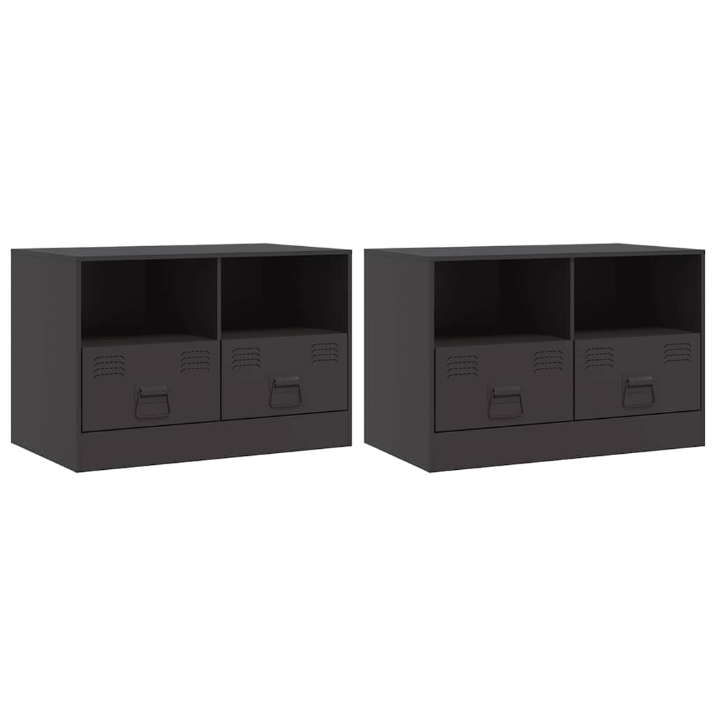 TV Cabinets 2 pcs Black 67 x 39 x 44 cm Steel
