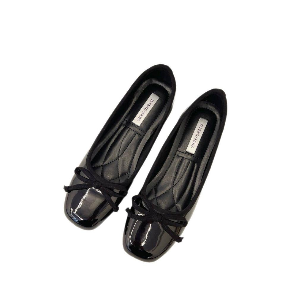 Small Inner Height Increase Square Head Ballet Single Shoes Women's 2025 Spring New Light Mouth Bow with Skirt Mary Jane Shoes