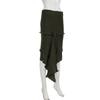 Women's Autumn Irregular Hem Knit Skirt - European & American Street Style with Pleated Design and Lace Details