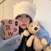 Winter Autumn Warm Beanie Hats Cute Ear Protection Cap Fashion Bear Ear Knitted Cap  Streetwear